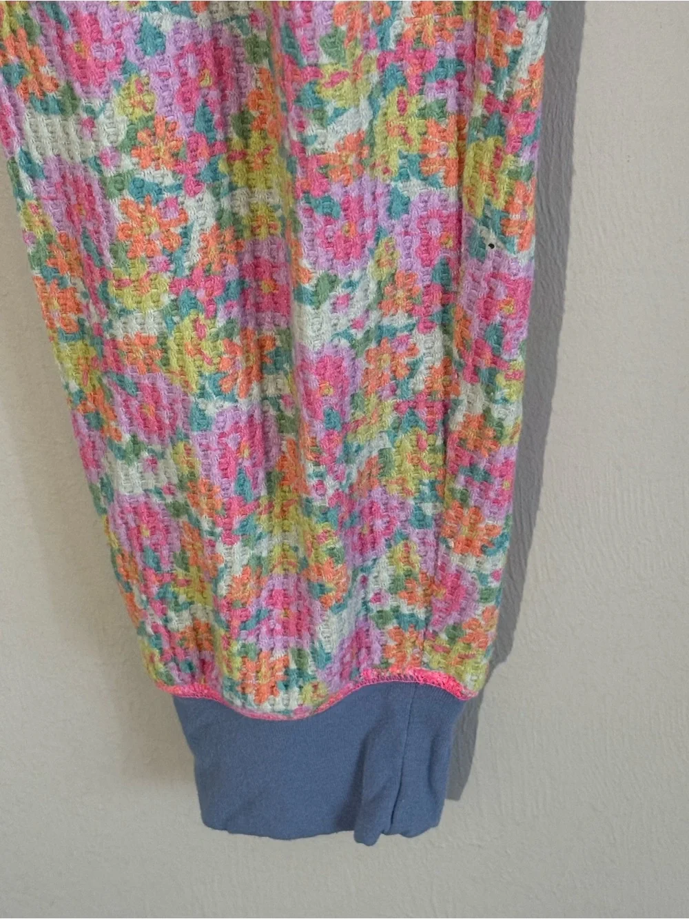 NATURAL LIFE Women’s Pink Multi Floral Waffle Knit Pull On Pajama Lounge Pants L